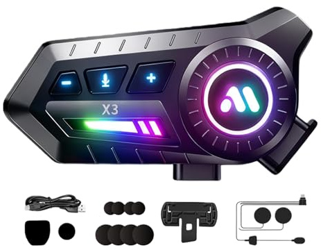 Cuffie da moto Bluetooth, BT per casco auricolari, riduzione del rumore, sistema di comunicazione per altoparlante vivavoce, controllo delle chiamate musicali