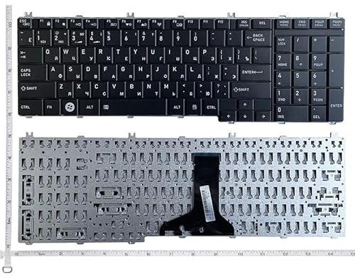 QHHOZHD Clavier d'ordinateur Portable pour Toshiba pour Satellite C650/D L650D L655 L670 L660 L675 C660 C655 L750 L750D L755D L760 L770D L775(RU Black)