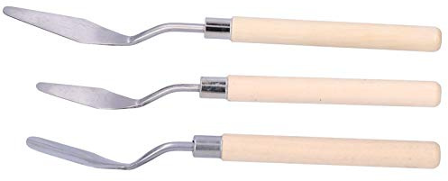 OVAQUIXI Set di Spatole, Manico in Legno, Strumenti per Pittura a Olio da 3 Pezzi per Artisti e Pittori
