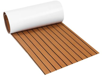 DSFIHJO Pavimentazione per Barche Eva Foam Faux Teak Boat Deck Mat Decking Sheet Yacht Flooring Anti Skid Self Adhesive Vehicle Pad 2400x450x6MM Adesivo(Brown Black)