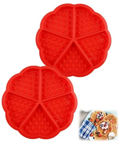 Thapncow 2 Pezzi Stampi per Waffle in Silicone, 5 cavità antiaderenti, stampo da forno a forma di cuore in silicone antiaderente, Strumenti Per Cottura Fai Da Te, per Preparare Dolci, Torte, Cioccol