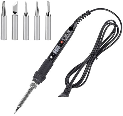 Station de Soudage, Fer à souder électrique, outil de soudage LCD à température réglable, outils de réparation de soudage de tête de fer à souder en céramique(Grey)