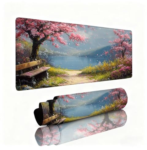 Tapis de Souris XXL Chaise Tapis de Souris Arbre 1600x800x3mm, Mousepad avec Coutures sur Les Bords, Résistant aux Eclaboussures, Durable, Portable, Moderne Accessoire Bureau pour Ordinateur 0B-444
