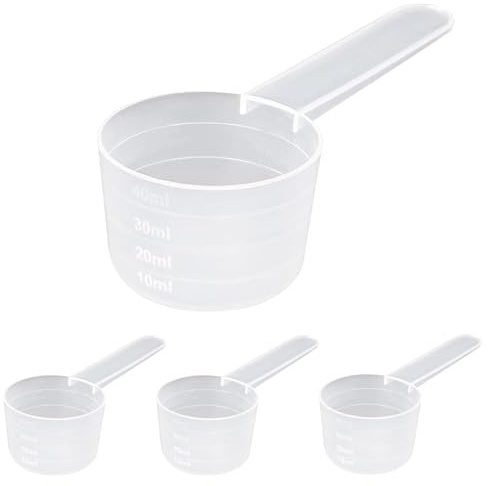 4-Piece 40ml Plastic Measuring Scoops for Precise Portioning of Protein Powder and Dry Ingredients