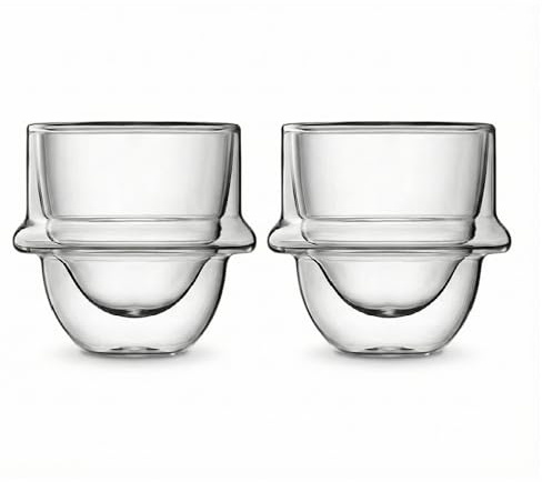 COSE DA CASA Set 2 Tazzine Caffè Espresso Doppio Vetro Borosilicato 90ml Termiche Trasparenti Bicchierini per Macchiato e Caffè Stratificato Design Moderno Impilabili Lavabili in Lavastoviglie
