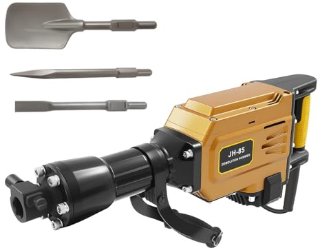 Tagtuell 1700W Demolition Jack Hammer, Concrete Drill Breaker Kit with Point Chisel & Flat Chisel, Demolition Hammer Breaker Drill for Trenching, Chipping, Breaking Holes