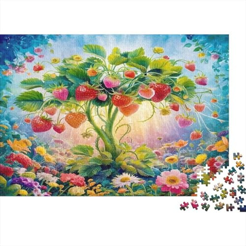 Albero di Fragole Puzzle per Adulti Puzzle 1000 Pezzi Prato Fiorito Gioco di Puzzle 1000 Pezzi Relax Famiglia Decorazione 38x26cm/1000pcs