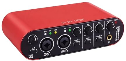 SJYDUBE Audio Interface 2-Kanal-USB für Computer, Smartphones und Tablets, Aufnahmen HiFi-Soundqualität für Gitarristen, Vokalist, Podcaster oder Produzenten