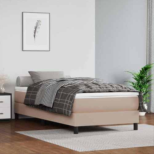 Ziaphsol Colchón de muelles ensacados para niños de piel sintética en color marrón claro, 80 x 160 cm, con espuma, transpirable, ergonómico, apto para somier y dormitorio