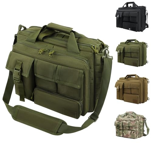 GES 15,6 tum laptopväska, multifunktion utomhus taktisk nylon axel laptop messengerväska, portfölj handväskor för kamera/surfplatta/notebook (grön)