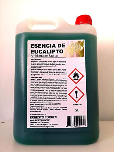 LUXURY - | Essence d'eucalyptus pour sauna à vapeur 5 litres |- Concentré liquide naturel, extrait professionnel et durable - Aromatiseur écologique pour environnements relaxants, bien-être et