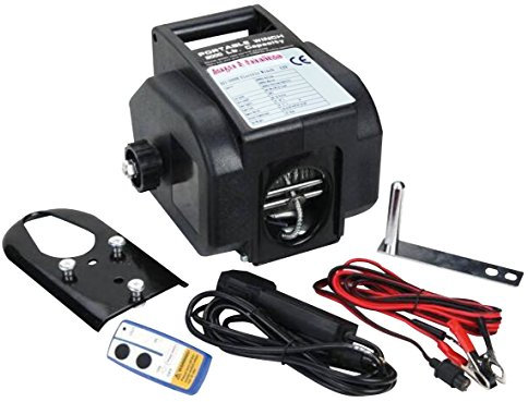 Berger + Schröter Funk Seilwinde 12 Volt, Zugkraft 1361/2722 kg mit Umlenkrolle, 2 Fernbedienungen