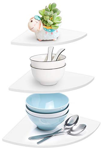 Eckregal (Set mit 3 Stück), Wandregal, schwimmend, Eckregal, verwendet im Badezimmer, Schlafzimmer, Wohnzimmer, Büro in der Küche