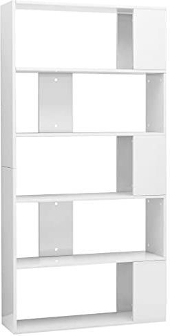 vidaXL Bücherregal/Raumteiler Hochglanz-Weiß 80x24x159 cm