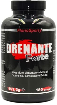 DRENANTE FORTE 180 capsule (3 mesi) - Diuretico a base di Bromelina, Tarassaco e Betulla ad Alta Concentrazione (10:1) Azione Anticellulite e Detox
