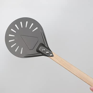 7 /8/9Pizza Turning Peel Pizza Shovel Paddle Pizza Server Cake Spatula with Wooden Handle for Pizza Stone Oven Grill Bread Pies Cookies Cake Baking Tool Kitchen Supplies DIY (Black, 9 Inch)