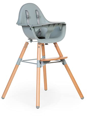 CHILDHOME, Trona para bebé/niño, Evolutiva, A partir de 6 meses, Altura regulable, Arnés de 5 puntos, Muchos accesorios, Compatible con la Silla Newborn Evolu, Madera de haya, Evolu 2, Menta