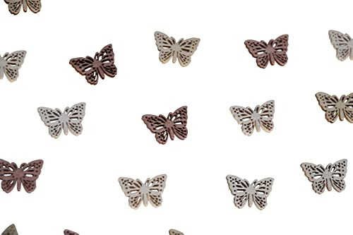 72 Stk Schmetterlinge Holz weiss braun hellbraun beige 2cm Streuteile Tischdeko Verzierungen Tiere Partydeko Hochzeitsdeko