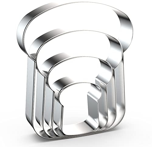 Slice of Bread Cookie Cutter Set - 5, 4, 3, 2 - 4 Piece Toast Food Cookie Cutters Shapes - Stainless Steel