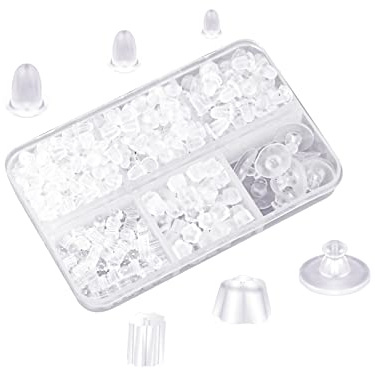 Tapones de Silicona para Pendientes, 6 Estilos Tuercas Pendientes Seguridad Suaves y Transparentes Topes de Pendientes Silicona para Aretes Pesados Tachuelas Ganchos (460 Piezas)