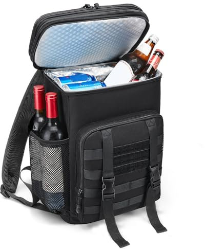HSHRISH Kühlrucksack,Picknicktasche,erweiterbar wasserdicht auslaufsicher Kühltasche isoliert große Cooler Bag für Männer Frauen Wandern Reisen Camping Strand Picknick BBQ,30L schwarz