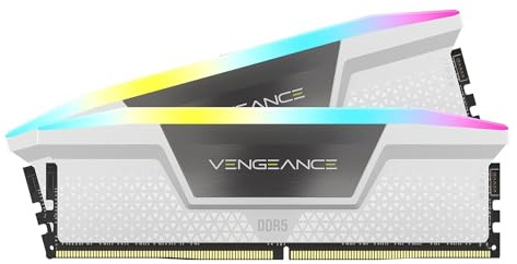CORSAIR Vengeance RGB DDR5 RAM 32GB (2x16GB) hasta 6000MHz CL30 Intel XMP 3.0 Memoria de Ordenador de Sobremesa – Blanco (CMH32GX5M2B6000C30W)