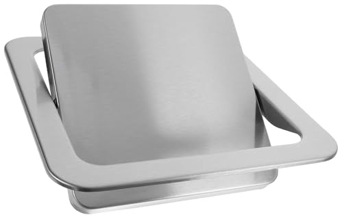 Alipis Trash Can Top Bins, Stainless Steel Recessed Built-In Swing Flip Trash Can Lid, Square Bin Lid Replacement for Kitchen Countertop Bathroom Table, 9.00x9.00in
