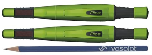 Pica Big Dry Set - Juego de 2 lápices de carpintero automáticos con afilador de minas