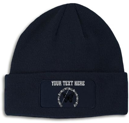 Custom Patch Beanie Zebra Longwing Butterfly Winter Hats Acrylic Skull Cap Hats for Men & Women 1 Size Navy Personalized Text Here