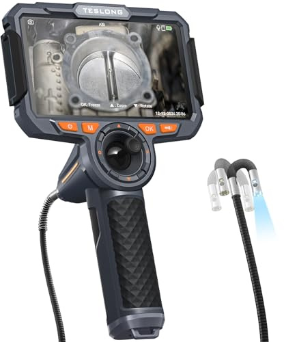 Teslong 4-Way Articulating Borescope with Dual Lens Endoscope, 1080P HD Steerable Mechanic Inspection Camera with with LED Light, See in Wall Automotive Engine Scope(0.24inch-5FT)