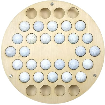 Golfball-Aufbewahrungsregal - Runde Golfballhalter aus Holz mit 34 Löchern,Golfball-Sammlungsdisplay, Bauernhaus-Dekor, Wandregal für Golfball-Aufbewahrung, Sammlungsdisplay Fenhua