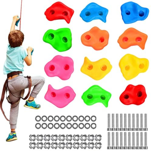 higyee Muro de Escalada en Roca para niños, Muro de Escalada para niños en Interiores - Coloridos Kits de Agarre para Pared de Escalada - Juego de Patio Trasero para Patio Interior al Aire Libre