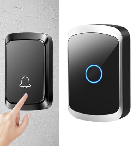 Qurygin Sonnette sans Fil - Sonnette Étanche pour La Maison, Sonnette De Porte, Sonnette De Porte Étanche, Sonnette À Batterie Longue, Portée De 985 Pieds, Livré avec 60 Sonneries Et 5 Niveaux Volume