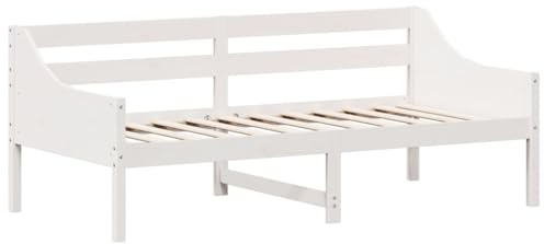 vidaXL Sofá Cama, Somier de Listones de Invitados, Estructura de Cama, Mueble para Salón Dormitorio, Madera Maciza de Pino Blanco 90x190 cm