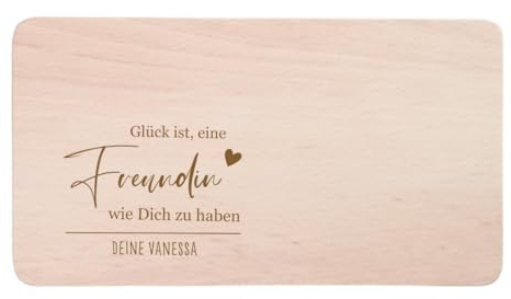 AWASG Frühstücksbrettchen Geschenk Beste Freundin - Personalisiert mit Namen - Graviertes Holzbrett mit Spruch für Beste Freundin - Buche 22x12 cm