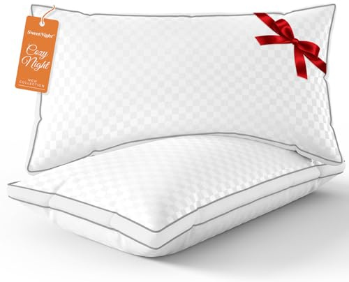 SweetNight Bed Pillows Queen Size Set of 2, Fluffy Luxury Hotel Pillows Collection Gusseted for Neck and Shoulder, Side Back Stomach Sleeper Pillow, Cozy Night 18X28