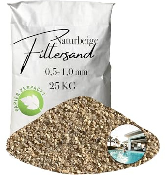 Aquagran 25 kg Filtersand Filterkies 0,5-1,0 mm Quarzsand Beiger Poolsand für Sandfilteranlage papierverpackt