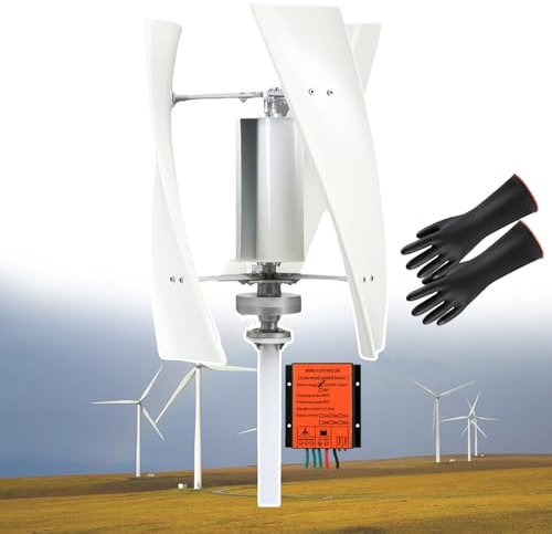 forplubossmmp Kit Aerogenerador 300w | Kit De Generador De Turbina Eólica Vertical con 3 Palas De Rotor Eólico | Generador De Viento Maglev con Controlador Molino De Viento Vertical(con Guantes),12V