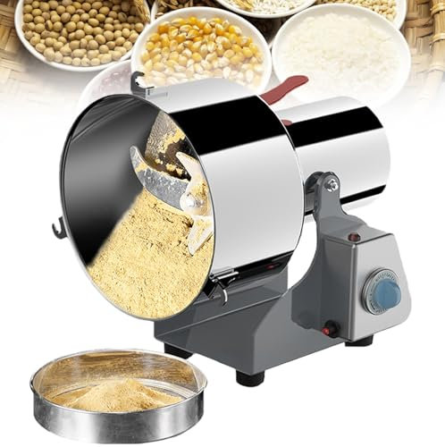 HNBYLMM Electric Grain Mill Grinder, 304 Stainless Steel Grain Mill, 4200W High Speed Spice Grinder, Powder Grinding Machine for Wheat, Oats, Corn, Pepper and Coffee Beans,2500g