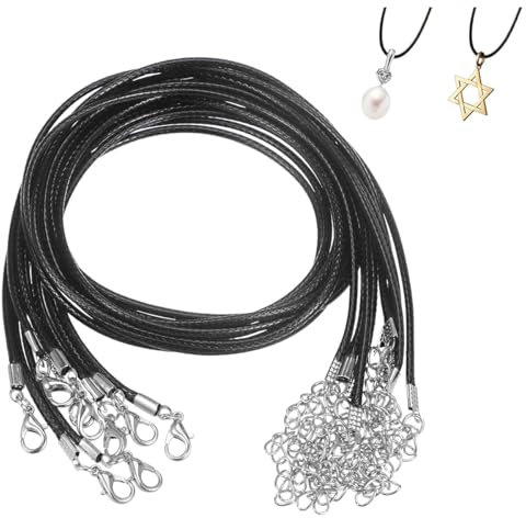 Waxed Leather Necklace Cord - 12pcs With Clasp, 1.5mm for Jewelry Making, Adjustable String (45-50CM) for Pendant and Bracelet Making
