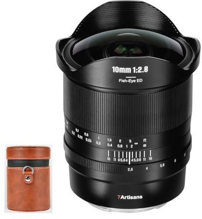 7Artisans 10mm F2.8 II Objectif Fisheye Plein Format 185° Ultra-Grand Angle Grande Ouverture Mise au Point Manuelle pour appareils Photo sans Miroir (E-Mount)