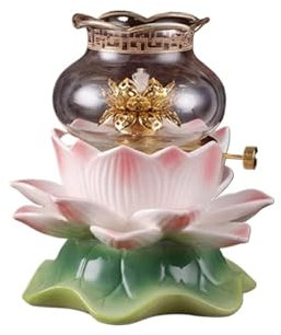 MEMEM Öllicht, winddichte Lotus-Glas-Flüssig-Ghee-Lampe, umweltfreundliche Beleuchtung, langes Licht, Öllampe, rauchfreie Kerosinlampe, Retro-Öllampe for Schlafzimmer, Restaurant, Büro