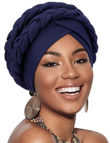 African Women Turban Caps Pre-Tied Twisted Turbans Head Scarf for Women Hair Wraps Cover Beanie Cancer Chemo Headwear