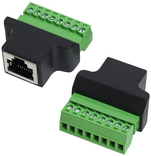 LEIBOCHAO 2 Pezzi RJ45 Femmina a Adattatore per Morsetto a 8 Pin, Connettore Ethernet RJ45 Femmina a Vite a 8 Pin, Connettore per Cavo Senza Saldatura