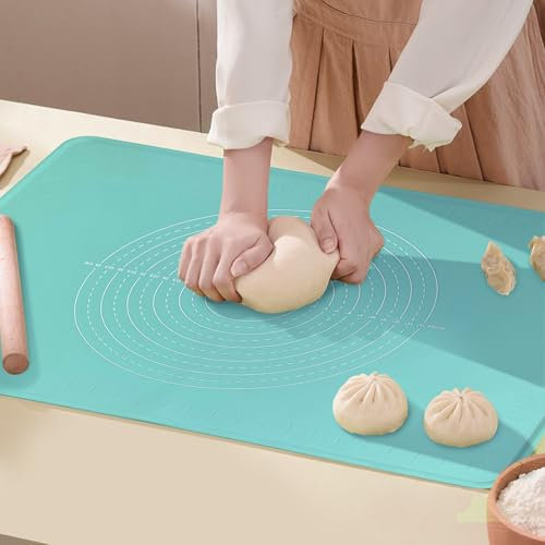 Alfombrilla de silicona para hornear extra grande antiadherente con borde alto, alfombrilla de silicona de grado alimenticio para hacer galletas, macarrones, tapete multiusos, tapete de encimera,
