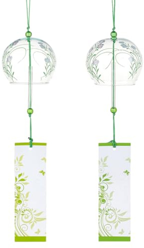 BENECREAT 2 Stück japanische Windspiele, Orchideengras-Windglocken, handgefertigte Glasanhänger als Hochzeitsfestgeschenk, Gartenfenster, Außen- oder Innendekoration