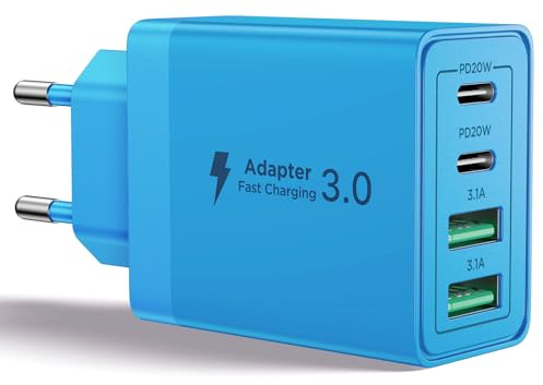 Aioneus Chargeur USB C, 40W 4 Port Prise USBC Chargeur Rapide iPhone, 3.1A PD+QC Type C Adaptateur Multi Secteur Chargeur pour iPhone16 15 14 13 12 11 Pro Max X XS XR 8 7 6S Plus Mini SE,iPad,Samsung