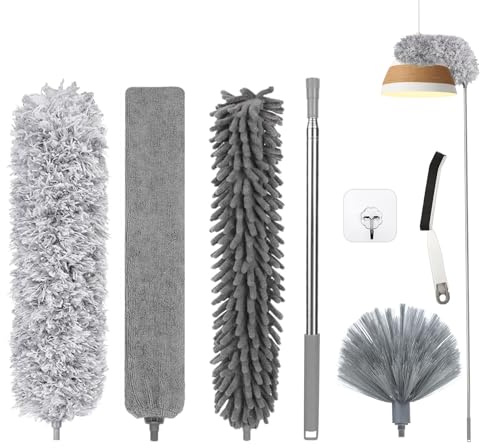 Fogray Extendable Feather Duster Kit with Telescopic Pole & Silicone Cap