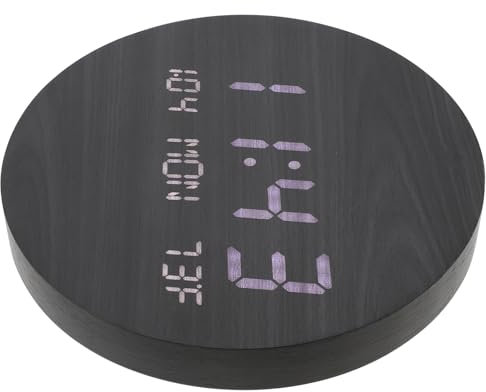 VICASKY 1 Stück geführte Runduhr digitaler Wecker Uhren Digitaluhr batteriebetrieben led Armbanduhr led Screen Display geführte Holzuhr Runde Uhr aus Holz Elektronisches Bauteil Black