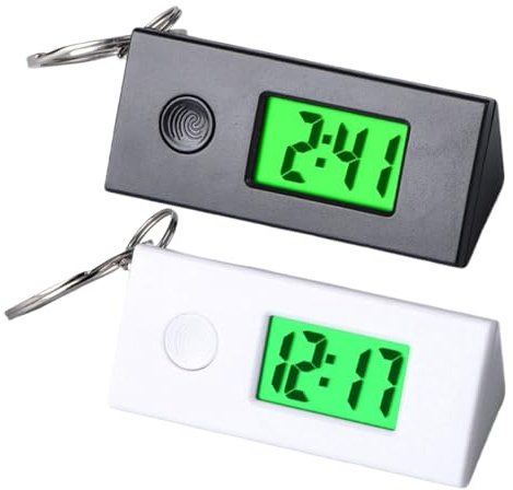 Qidures 2pcs Clock Keychain, Montre De Poche Porte-Clés À Clip, Porte-clés Montre De Poche, Chronomètre, Compte À Rebours, Minuterie Portable pour L'extérieur